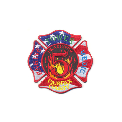 Hierro en remiendos, Logo Embroidered Custom UniParam parches del cuerpo de bomberos de 9 colores